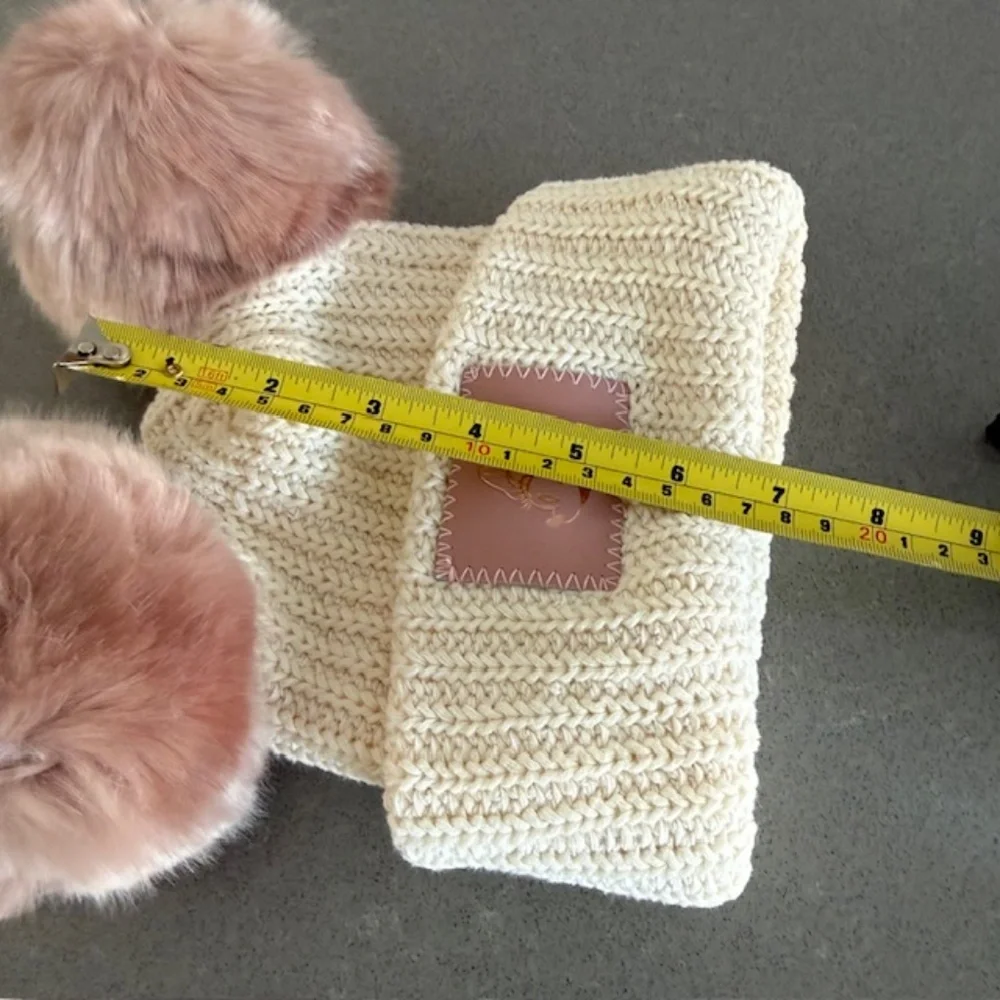 New!  Minnie Mouse Love Your Melon Youth Speckled Cuff Double Pom Hat  White